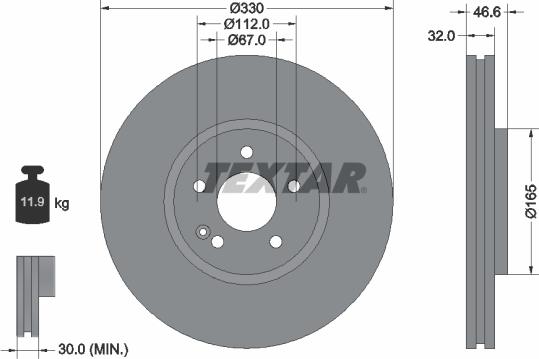 Textar 92181903 - Bremžu diski ps1.lv