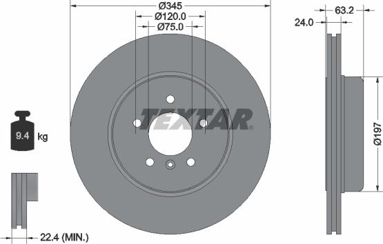 Textar 92182525 - Bremžu diski ps1.lv