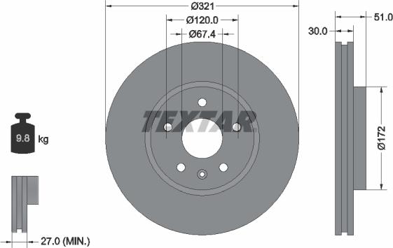 Textar 92187005 - Bremžu diski ps1.lv