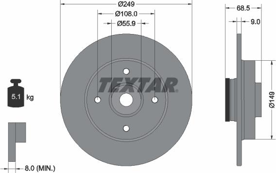 Textar 92133300 - Bremžu diski ps1.lv