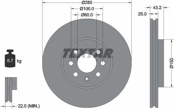 Textar 92129300 - Bremžu diski ps1.lv