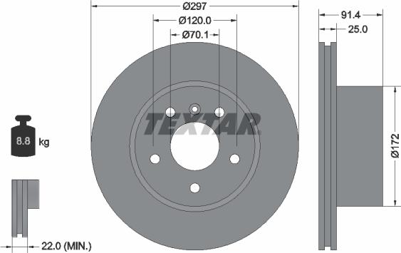 Textar 92129705 - Bremžu diski ps1.lv