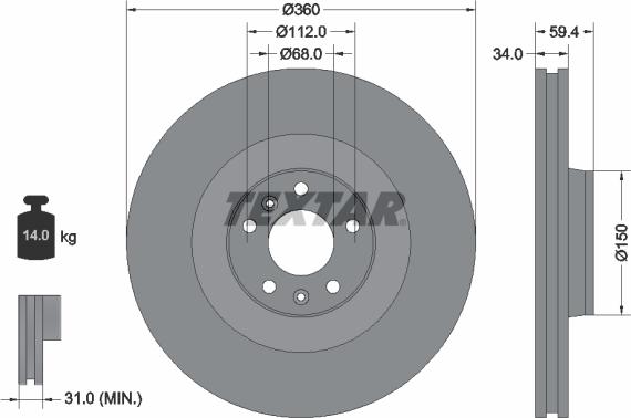 Textar 92122200 - Bremžu diski ps1.lv