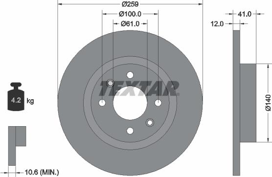 Textar 92175103 - Bremžu diski ps1.lv