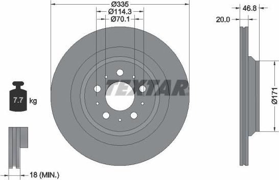 Textar 92343303 - Bremžu diski ps1.lv