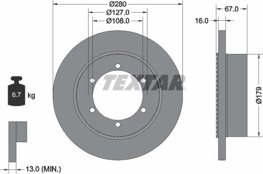 Textar 92304003 - Bremžu diski ps1.lv