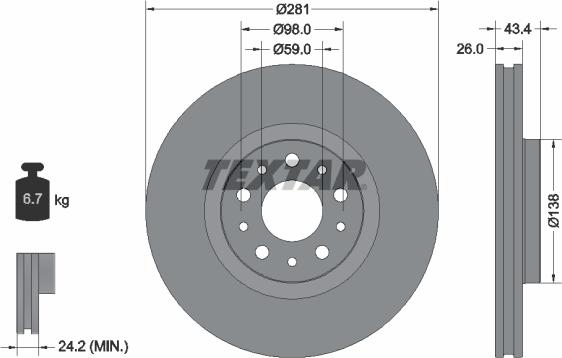 Textar 92304803 - Bremžu diski ps1.lv