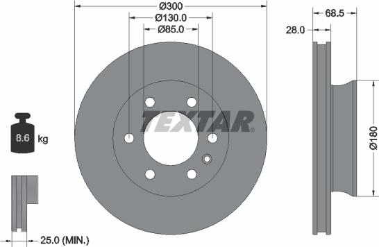 Textar 92301203 - Bremžu diski ps1.lv