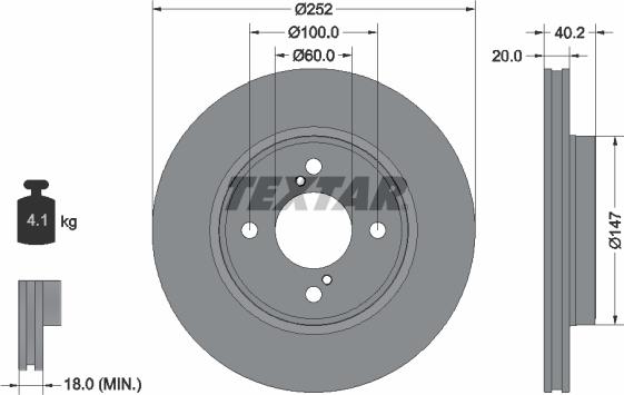 Textar 92303703 - Bremžu diski ps1.lv