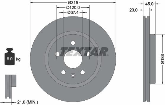 Textar 92315803 - Bremžu diski ps1.lv