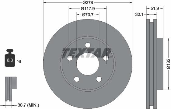 Textar 92332500 - Bremžu diski ps1.lv