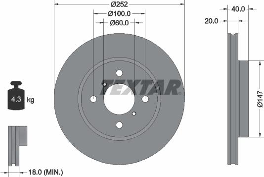 Textar 92320603 - Bremžu diski ps1.lv