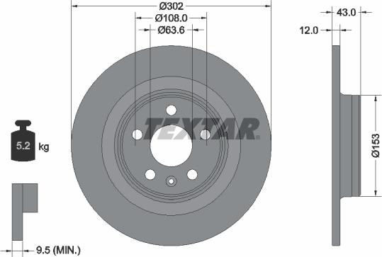 Textar 92295105 - Bremžu diski ps1.lv