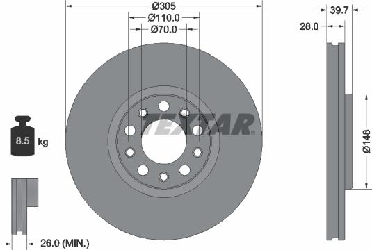 Textar 92293903 - Bremžu diski ps1.lv