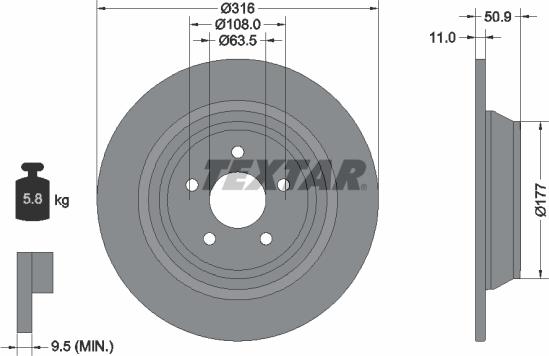 Textar 92292503 - Bremžu diski ps1.lv