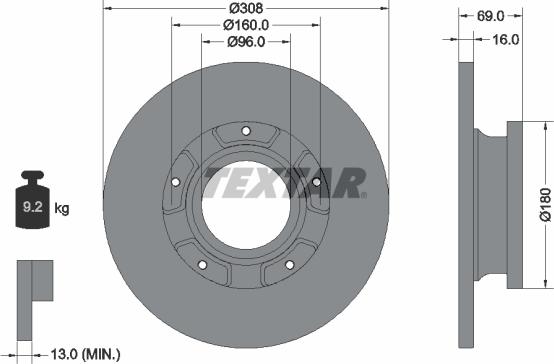 Textar 92292603 - Bremžu diski ps1.lv