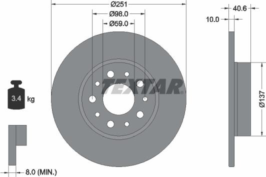 Textar 92244303 - Bremžu diski ps1.lv