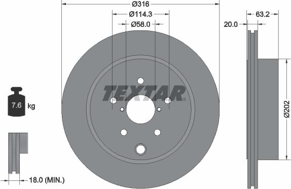 Textar 92243703 - Bremžu diski ps1.lv