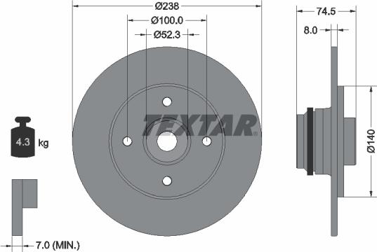 Textar 92242103 - Bremžu diski ps1.lv