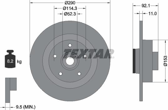 Textar 92254100 - Bremžu diski ps1.lv