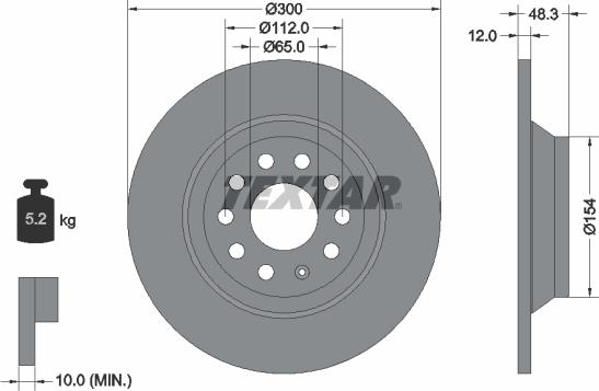 Textar 92255403 - Bremžu diski ps1.lv