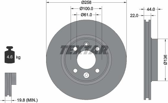 Textar 92255203 - Bremžu diski ps1.lv