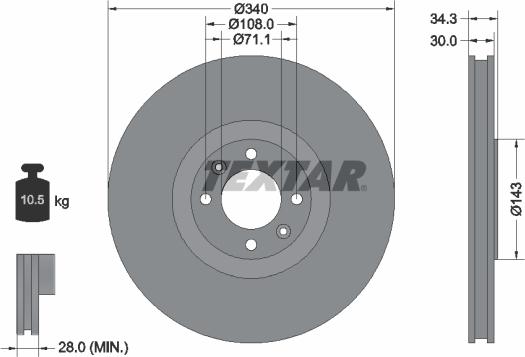 Textar 92256903 - Bremžu diski ps1.lv