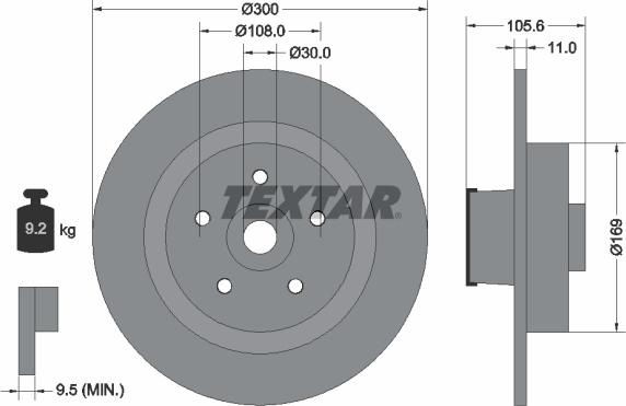 Textar 92252903 - Bremžu diski ps1.lv