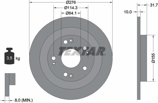 Textar 92252603 - Bremžu diski ps1.lv