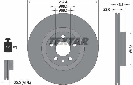 Textar 92252803 - Bremžu diski ps1.lv