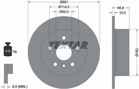 Textar 92257803 - Bremžu diski ps1.lv