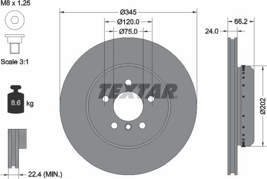 Textar 92265625 - Bremžu diski ps1.lv