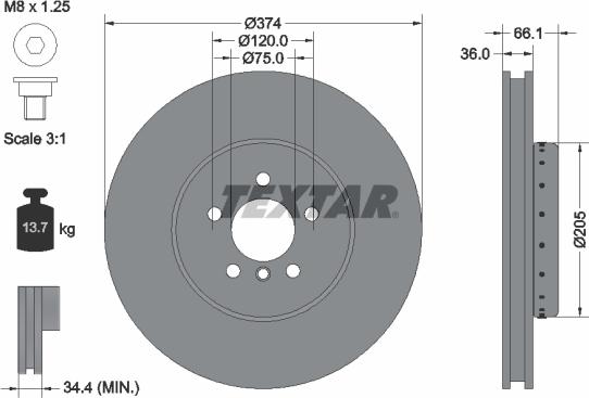 Textar 92266125 - Bremžu diski ps1.lv