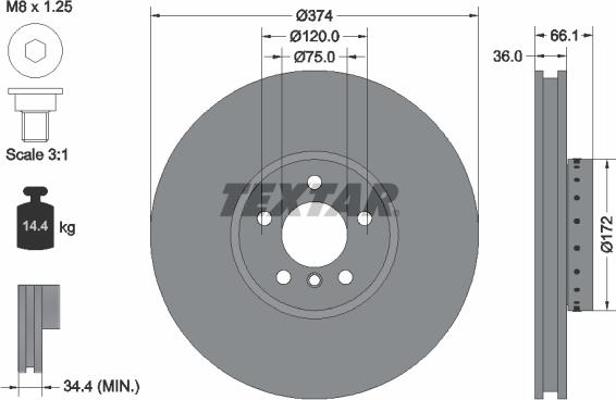 Textar 92266325 - Bremžu diski ps1.lv