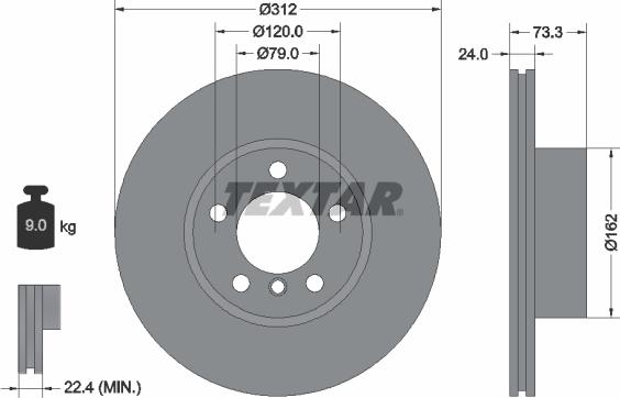 Textar 92261805 - Bremžu diski ps1.lv