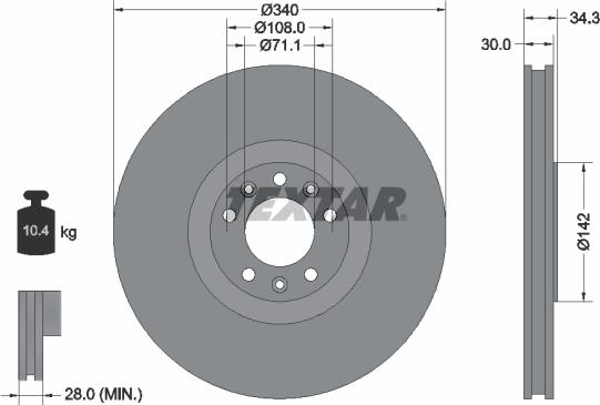 Textar 92268203 - Bremžu diski ps1.lv