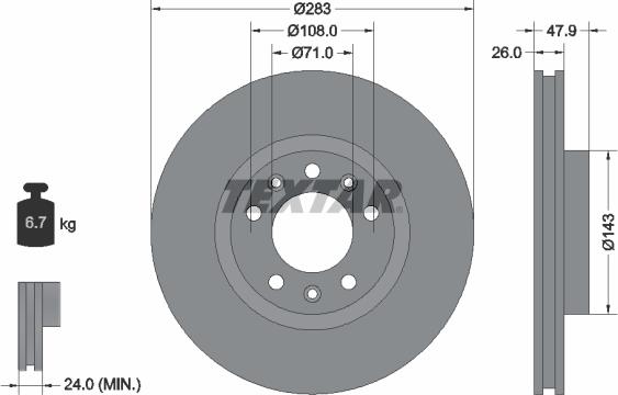 Textar 92267903 - Bremžu diski ps1.lv