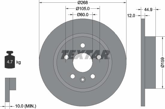 Textar 92205500 - Bremžu diski ps1.lv