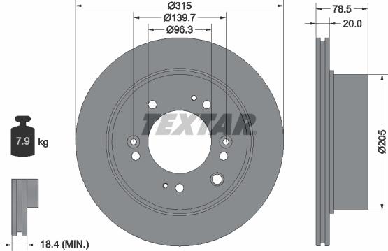 Textar 92205000 - Bremžu diski ps1.lv