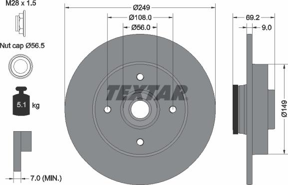 Textar 92202100 - Bremžu diski ps1.lv