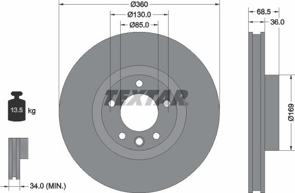 Textar 92219505 - Bremžu diski ps1.lv