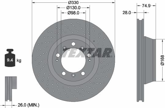 Textar 92219005 - Bremžu diski ps1.lv