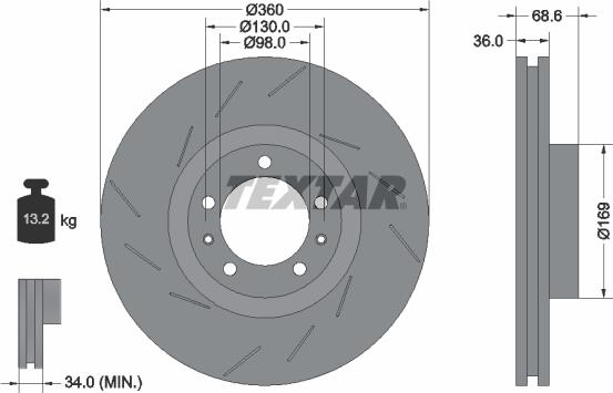 Textar 92214005 - Bremžu diski ps1.lv