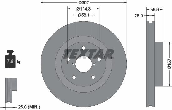 Textar 92286203 - Bremžu diski ps1.lv