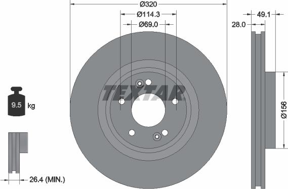 Textar 92281803 - Bremžu diski ps1.lv