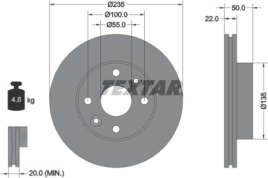 Textar 92288203 - Bremžu diski ps1.lv