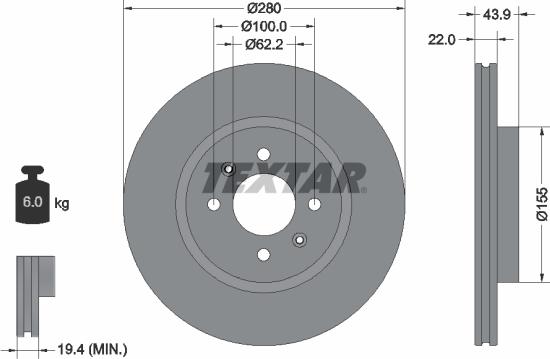 Textar 92239303 - Bremžu diski ps1.lv