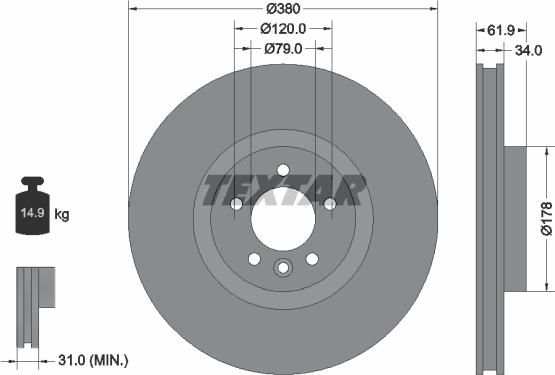 Textar 92235605 - Bremžu diski ps1.lv