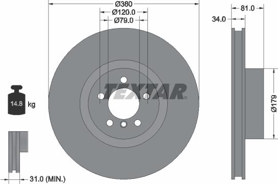 Textar 92233905 - Bremžu diski ps1.lv