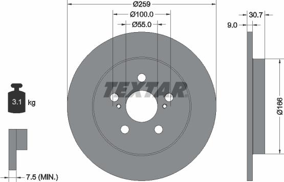 Textar 92224003 - Bremžu diski ps1.lv